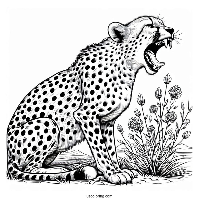 Large Cheetah Coloring Page Hissing