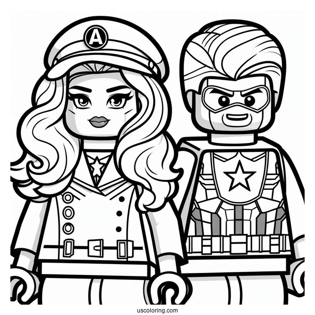Captain America As a Lego Figurine To Color