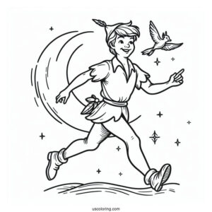 Simple Outline Of Peter Pan Coloring In