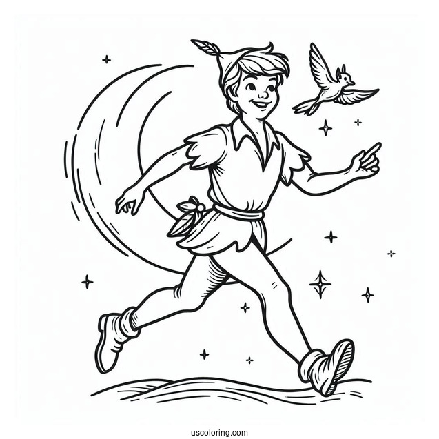 Simple Outline Of Peter Pan Coloring In