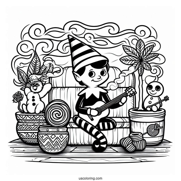Groovy Looking Elf On The Shelf To Color