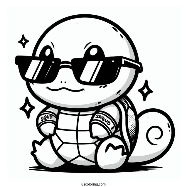 Squirtle Coloring Page Of Squad Member With Sunglasses