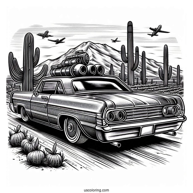 Detailed Worm s Eye View Of Lowrider Coloring Page