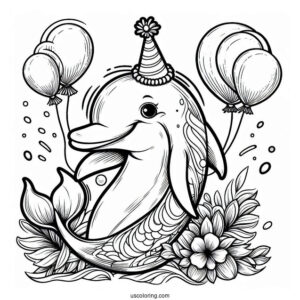 Dolphin Wearing Party Hard With Balloons