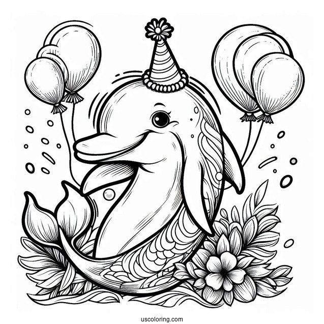 Dolphin Wearing Party Hard With Balloons