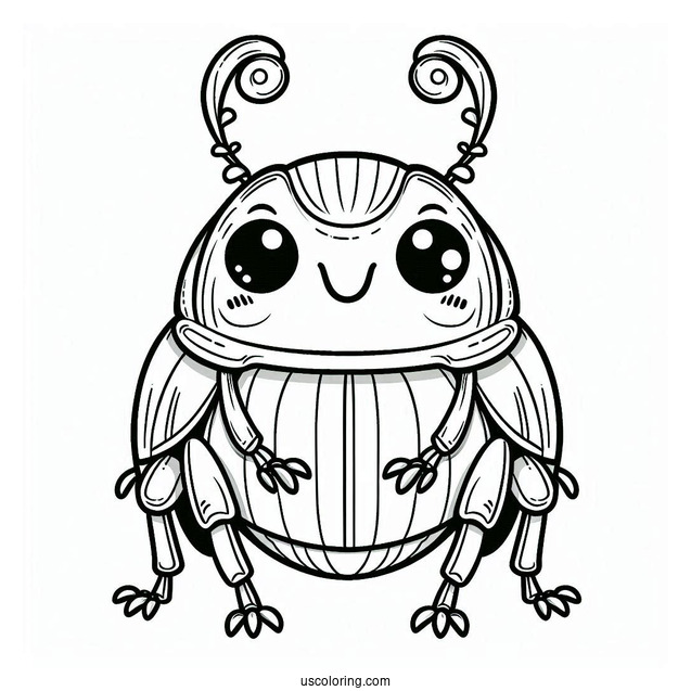 Smiling Beetle Coloring Page For Kids