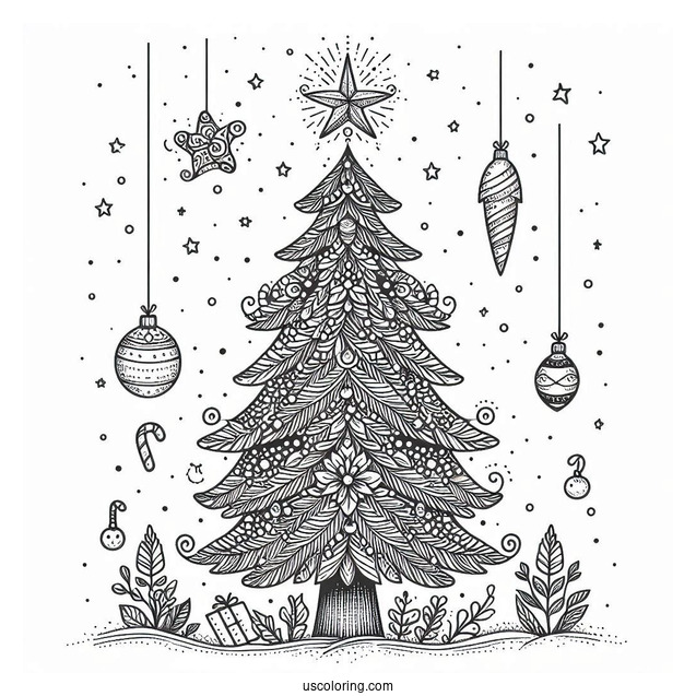 Christmas Tree Template Coloring Page