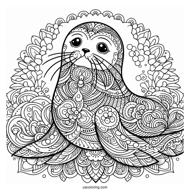 Intricate Seal Coloring Page Mandala