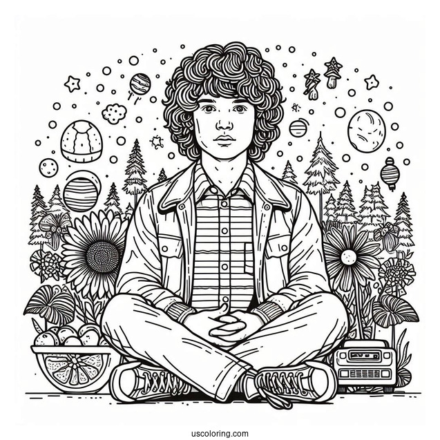 Dustin Henderson Coloring Page