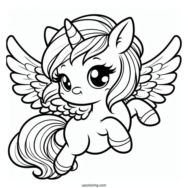 Chibi Pegasus Coloring Page For Preschoolers