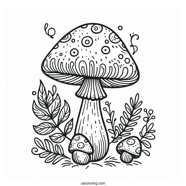 Fantastical Mushroom Coloring Page