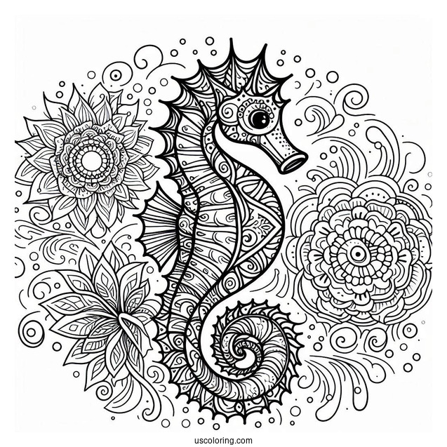 Mandala Seahorse To Color For Adults