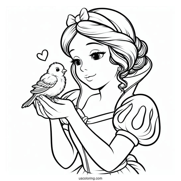 Snow White Holding a Baby Bird
