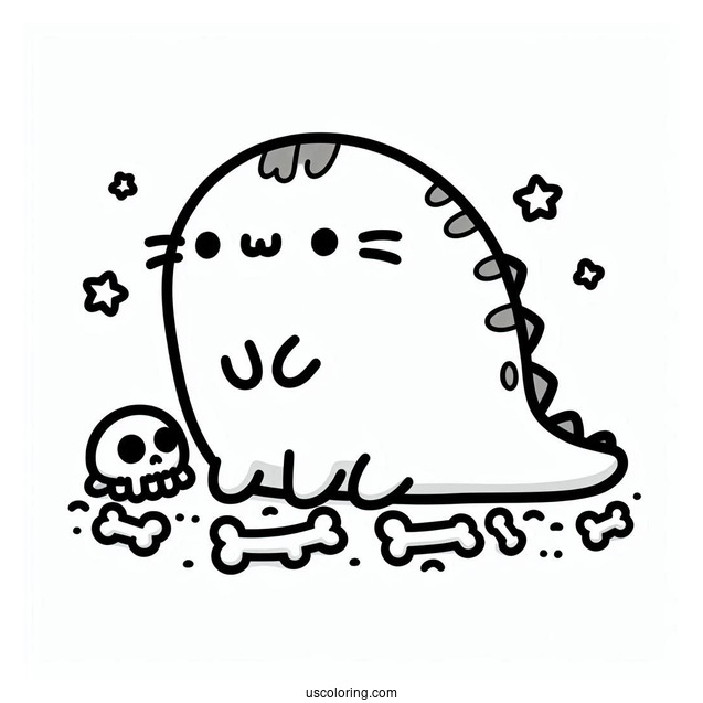 Pusheen T-Rex Dinosaur With Bones