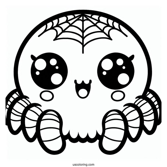 Adorable Kawaii Spider Coloring Page