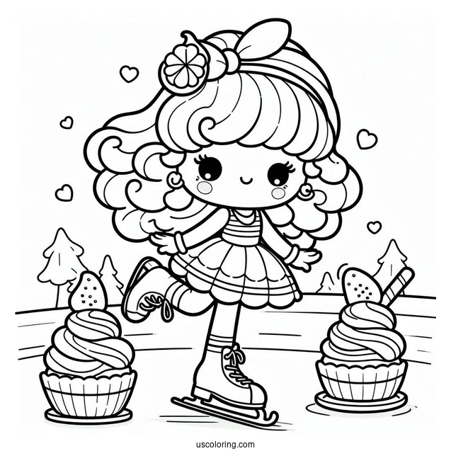 Strawberry Shortcake Coloring Page of Lemon Meringue Ice Skating
