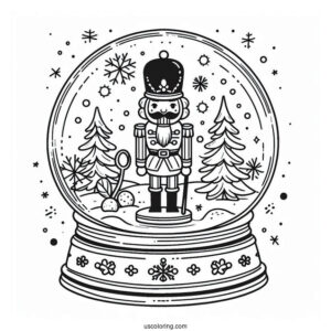 Nutcracker Snow Globe Coloring Page With Snow