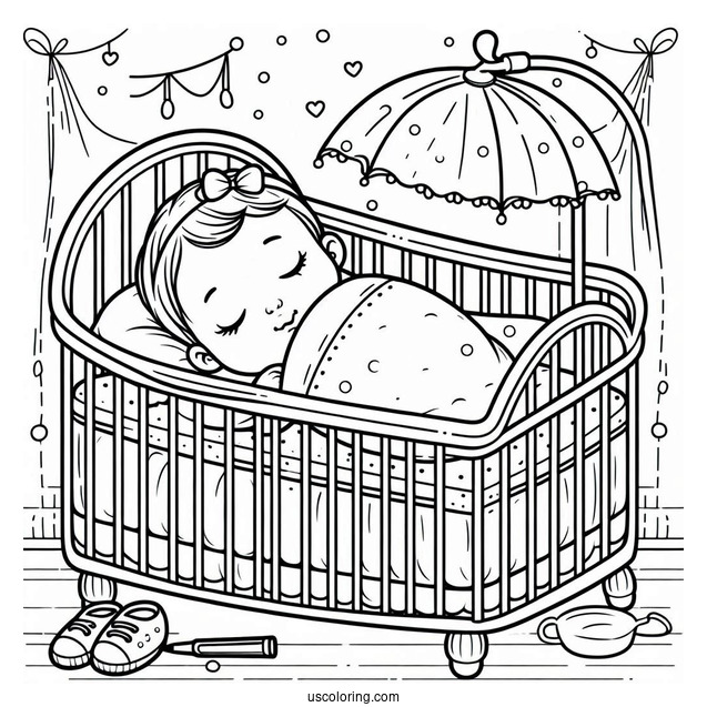 Baby Coloring Page Sleeping In Crib