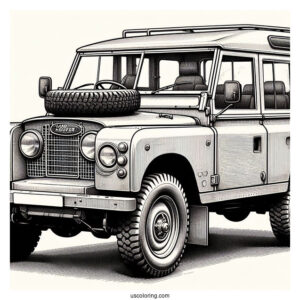 Vintage Land Rover 4X4 Car Coloring Page