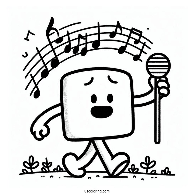 Sing Coloring Page Of Simple Eddie Noodleman Walking