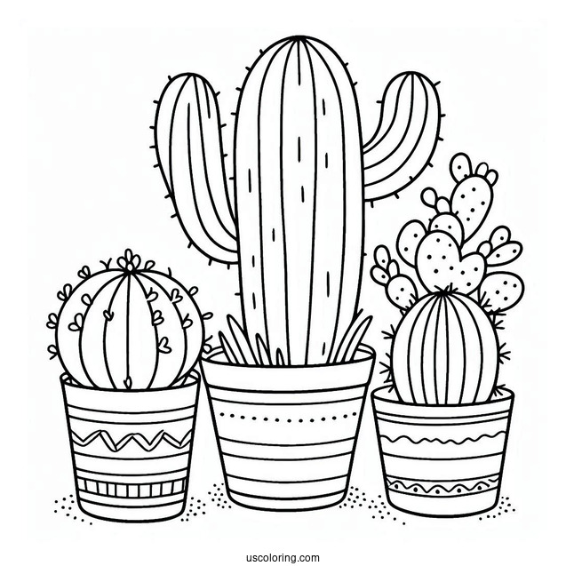 Simple Outline Of a Cactus Plant For Preschoolers