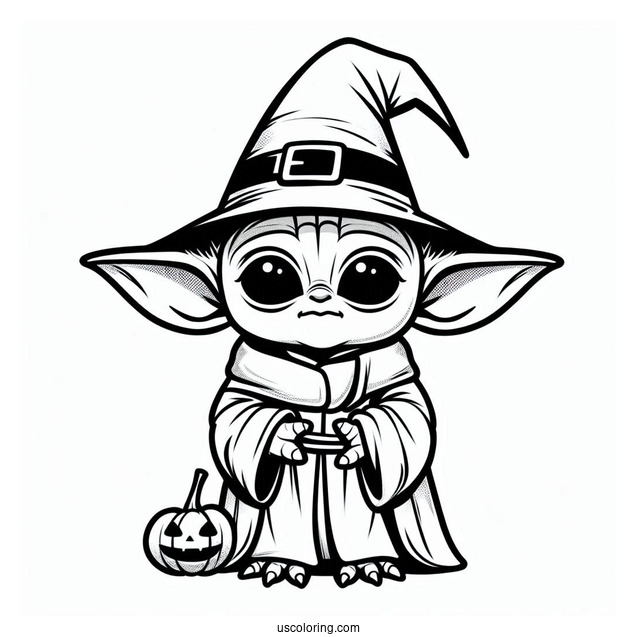Halloween Baby Yoda To Color