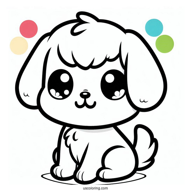 Kawaii Puppy Coloring Page For Kids