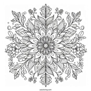 Elegant Spring Flower Mandala Coloring Sheet