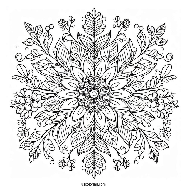 Elegant Spring Flower Mandala Coloring Sheet