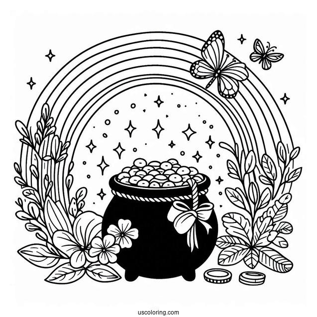 Simple Pot Of Gold At End Of The Rainbow For Kids