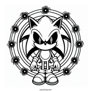 Evil Super Sonic Coloring Page With Hypnotic Eyes