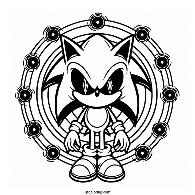 Evil Super Sonic Coloring Page With Hypnotic Eyes