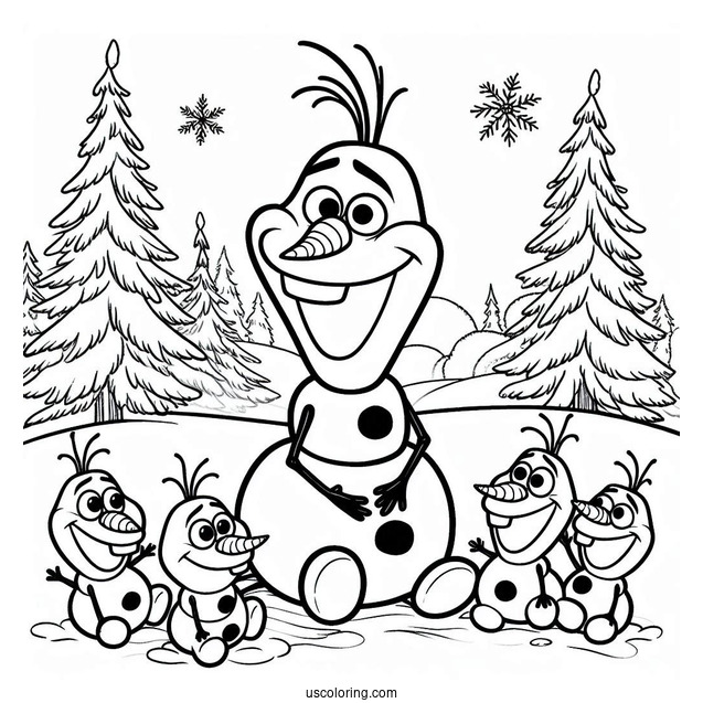 Olaf With Snowgies To Color