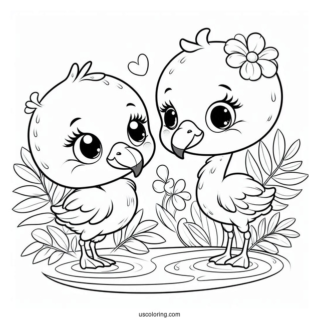 Cute Baby Cartoon Flamingo For Preschoolers