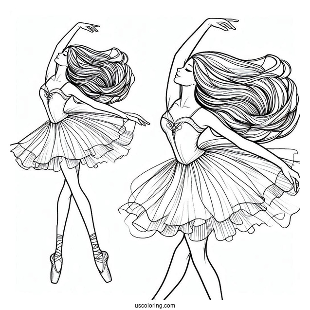 Ballerina With Long Hair Dancing
