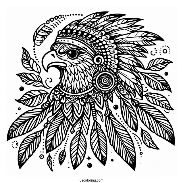 Native American Coloring Page of Eagle Spirit Animal For Kids