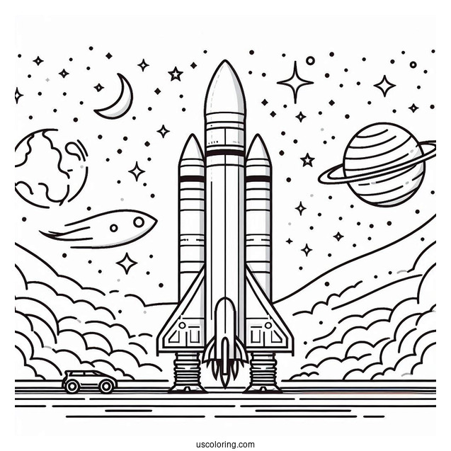 SpaceX Falcon Heavy Rocket Coloring Sheet