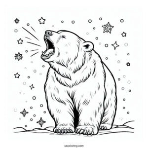 Polar Bear Roaring Coloring Page