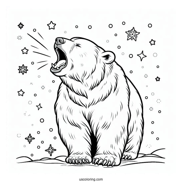 Polar Bear Roaring Coloring Page