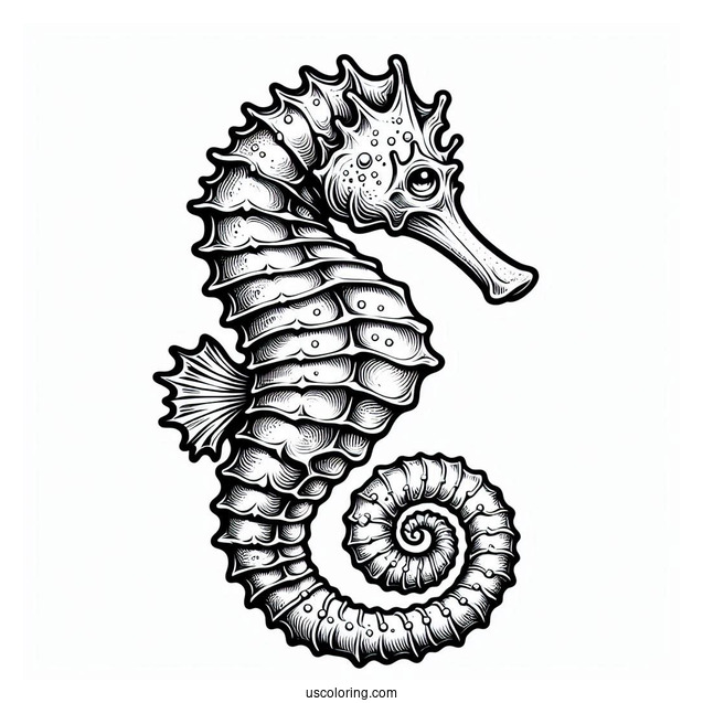 Realistic Looking Seahorse To Color