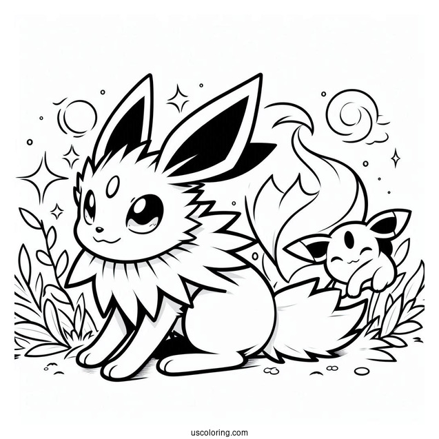 Jolteon Coloring Page Alongside Umbreon