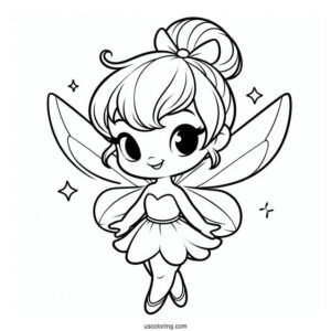 Kawaii Tinker Bell Coloring Sheet For Preschoolers