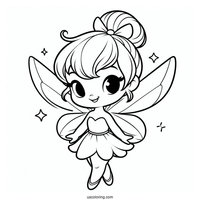 Kawaii Tinker Bell Coloring Sheet For Preschoolers