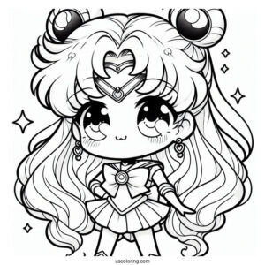 Chibi Sailor Jupiter Coloring In For Preschoolers