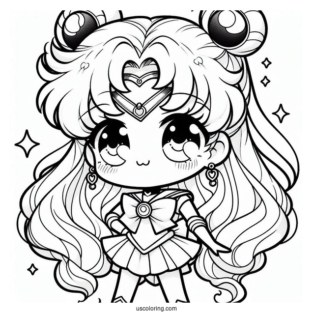 Chibi Sailor Jupiter Coloring In For Preschoolers