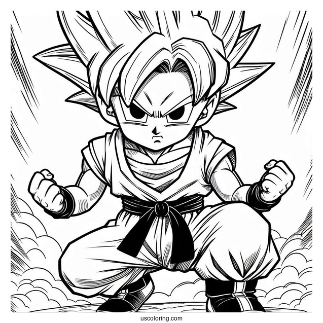 Dragon Ball Z Coloring Page Of Kid Trunks Ready to Fight For Kids
