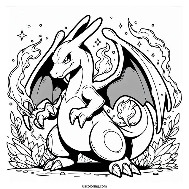 Mega Charizard X Coloring Page