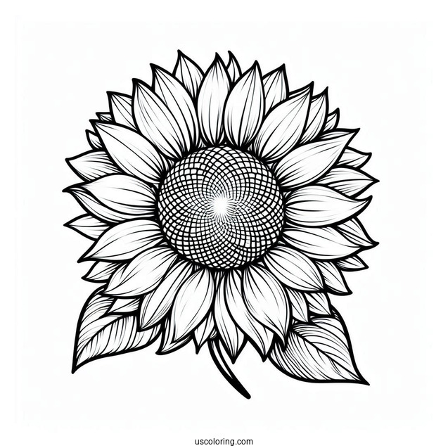Sunflower With Big Petals For Coloring