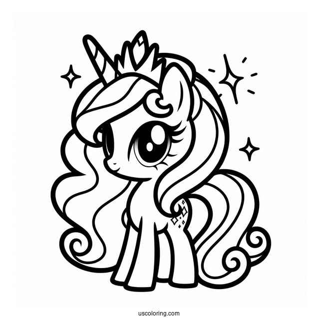 Simple Kawaii Princess Celestia Outline