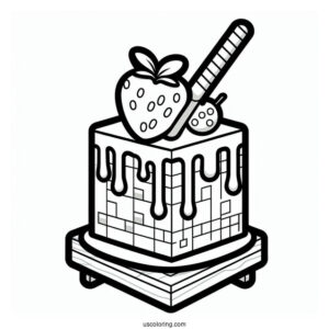 Easy Minecraft Cake Coloring Sheet